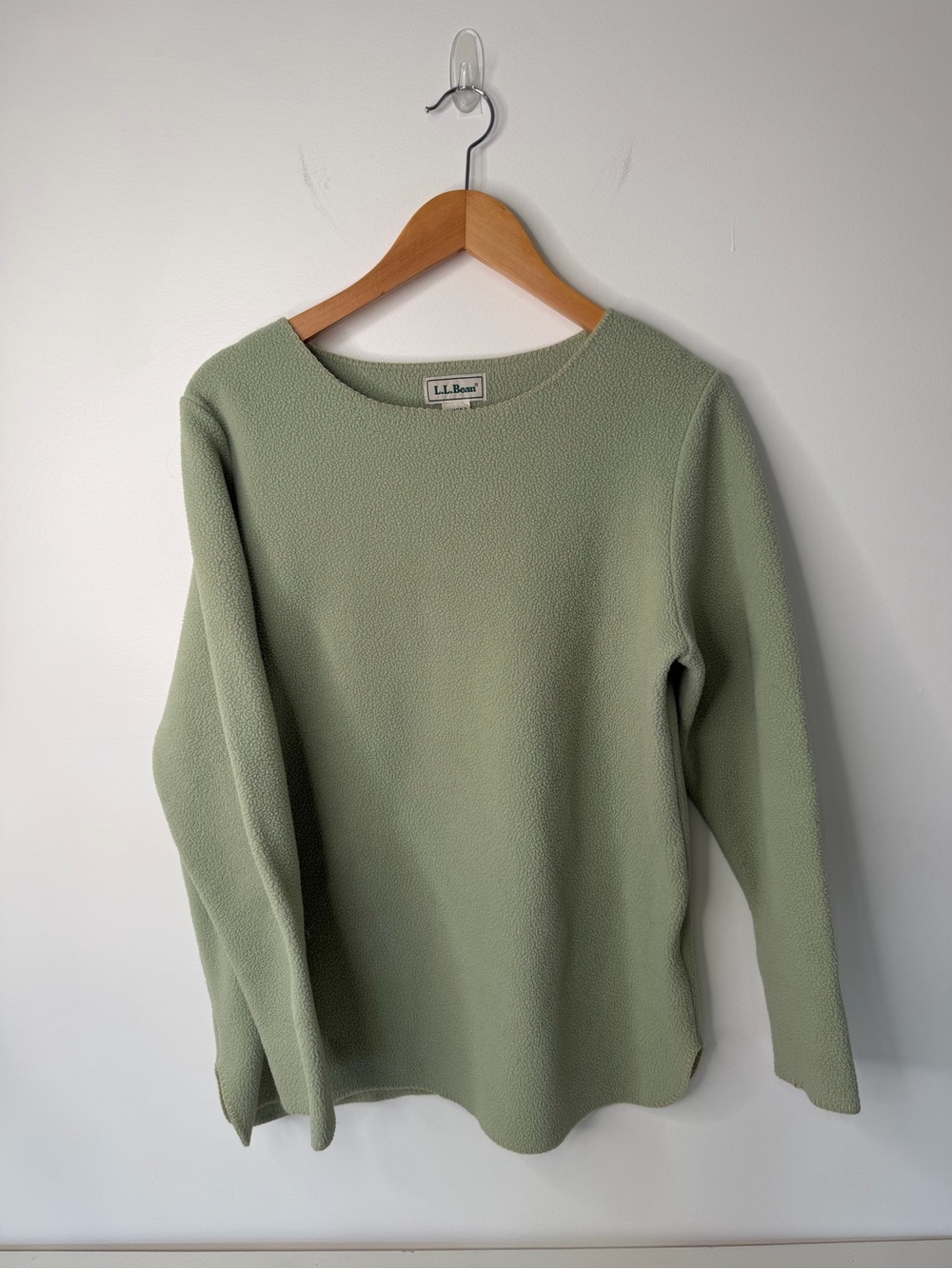 Vintage L.L.Bean Women’s Sage Green Fleece Pullover Sweater Outdoor Cottage cozy